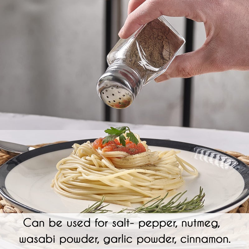 Crystalia Salt and Pepper Shakers Glass Set, Clear Home and Kitchen Design with Stainless Steel Lids - Image 3